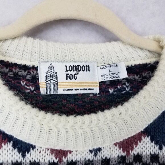 London Fog Men's L Vintage Fair Isle Pullover Knit Sweater - Picture 4 of 8